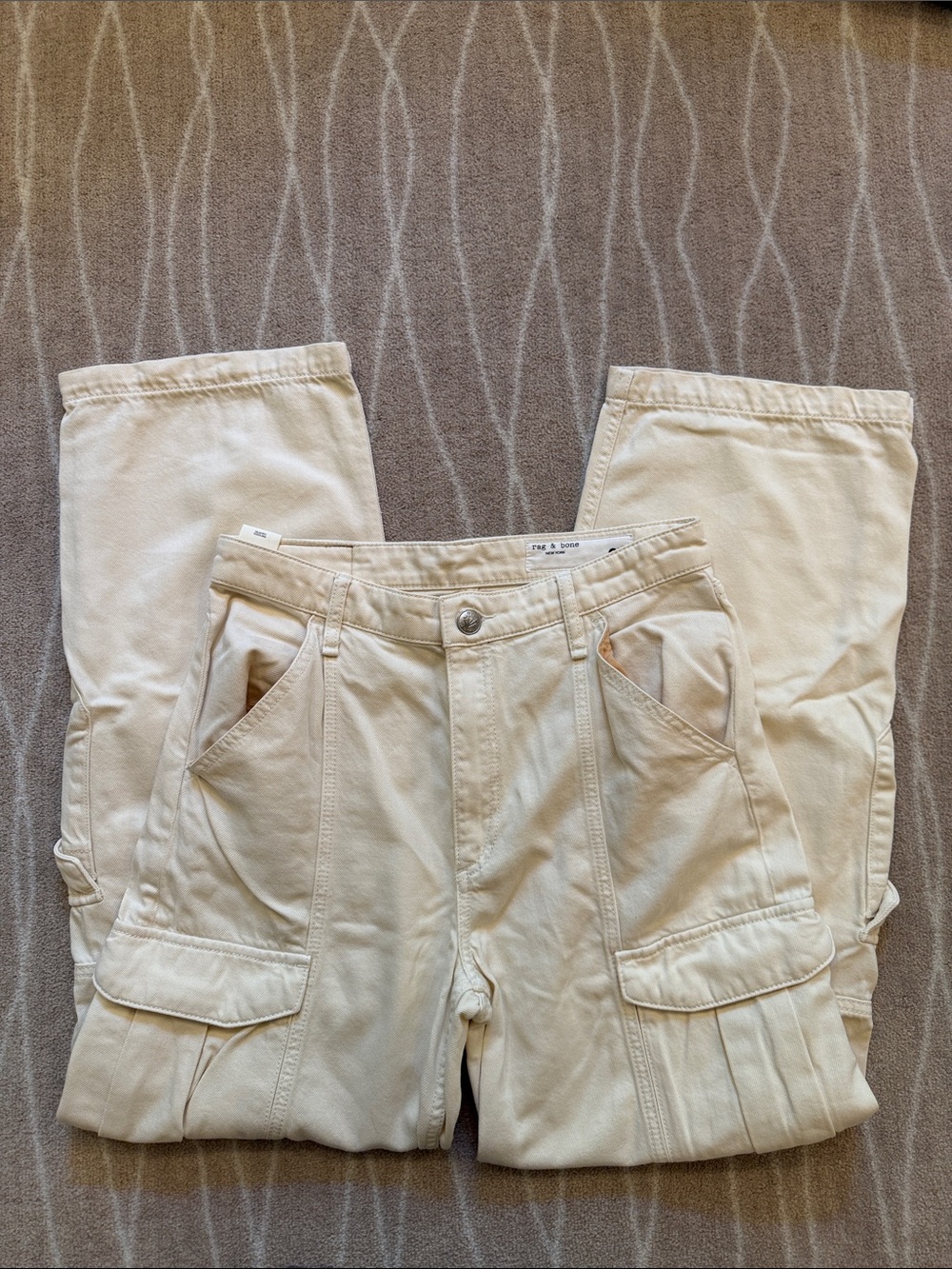 rag & bone Women’s Cream Cargo Pants with Utility Pockets size 27